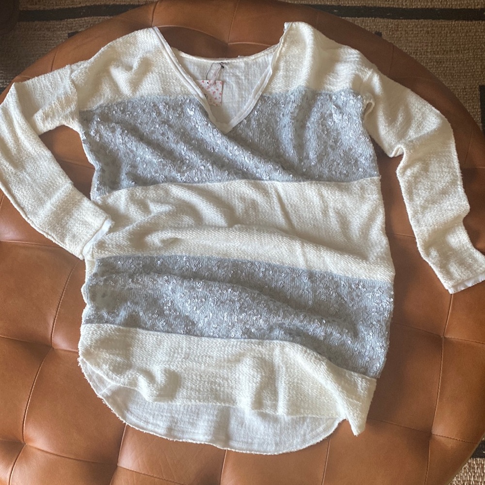 NWT* Free People Oversized Sweater with Sequin Detail, XS,